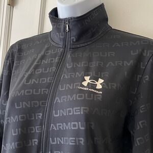 Under Armour 1/2 Zip‎ Pullover Jacket Top Women's Small Black Logo Print Light